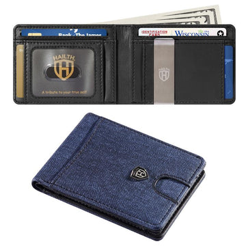 VTLASK Men's RFID Blocking Leather Wallet - 11 Card Slots