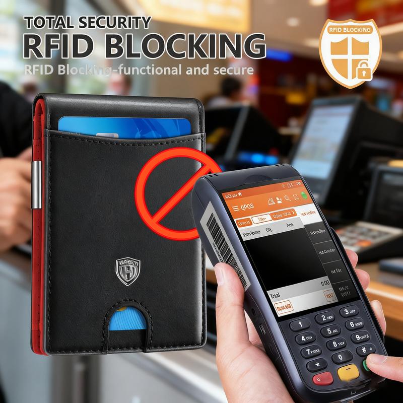Men's RFID Blocking Leather Wallet - 12 Card Slots with ID Window